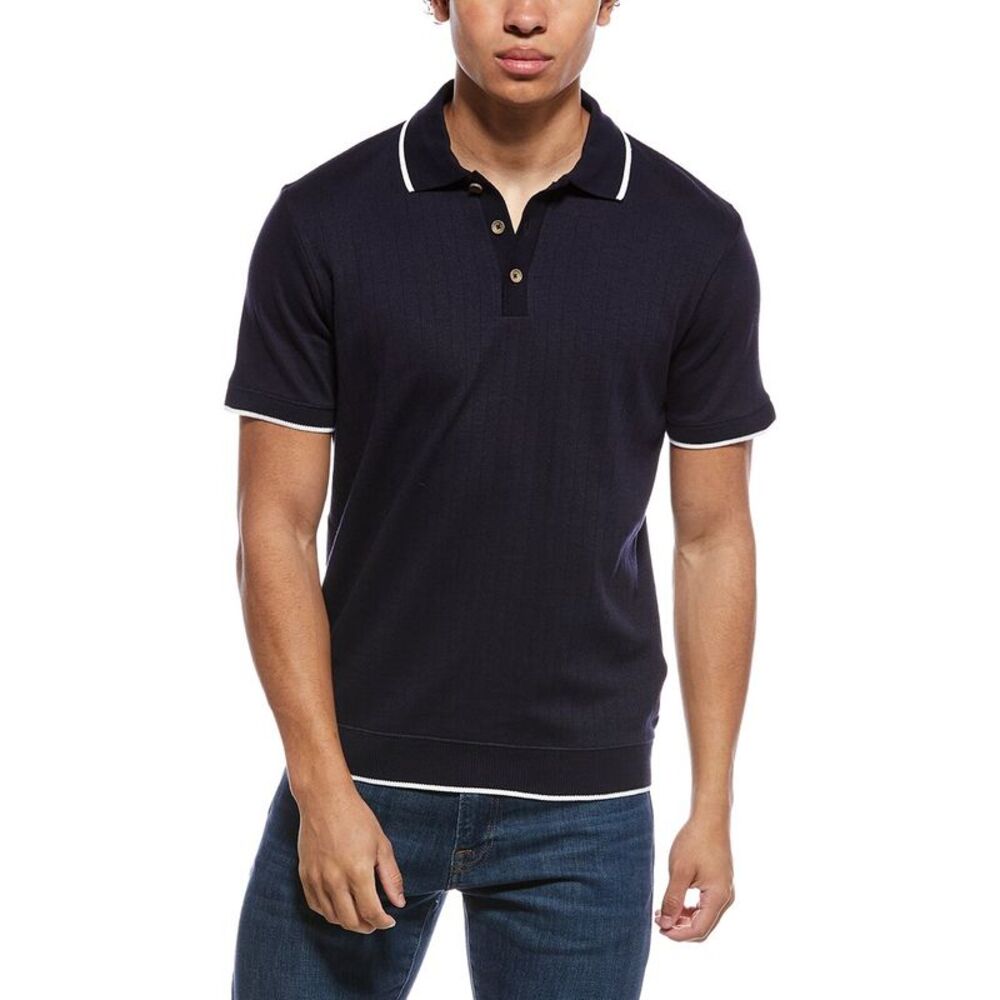 Joe's Jeans Mens  Ribbed Polo Sweater, Blue